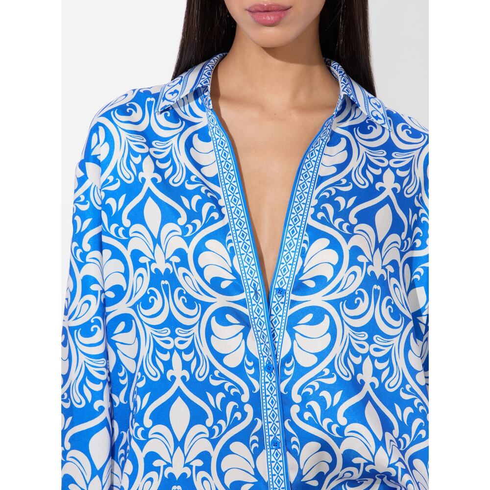 ALICE + OLIVIA Kiva Oversized Pajama Button-Up Shirt Size Small - Picture 9 of 14